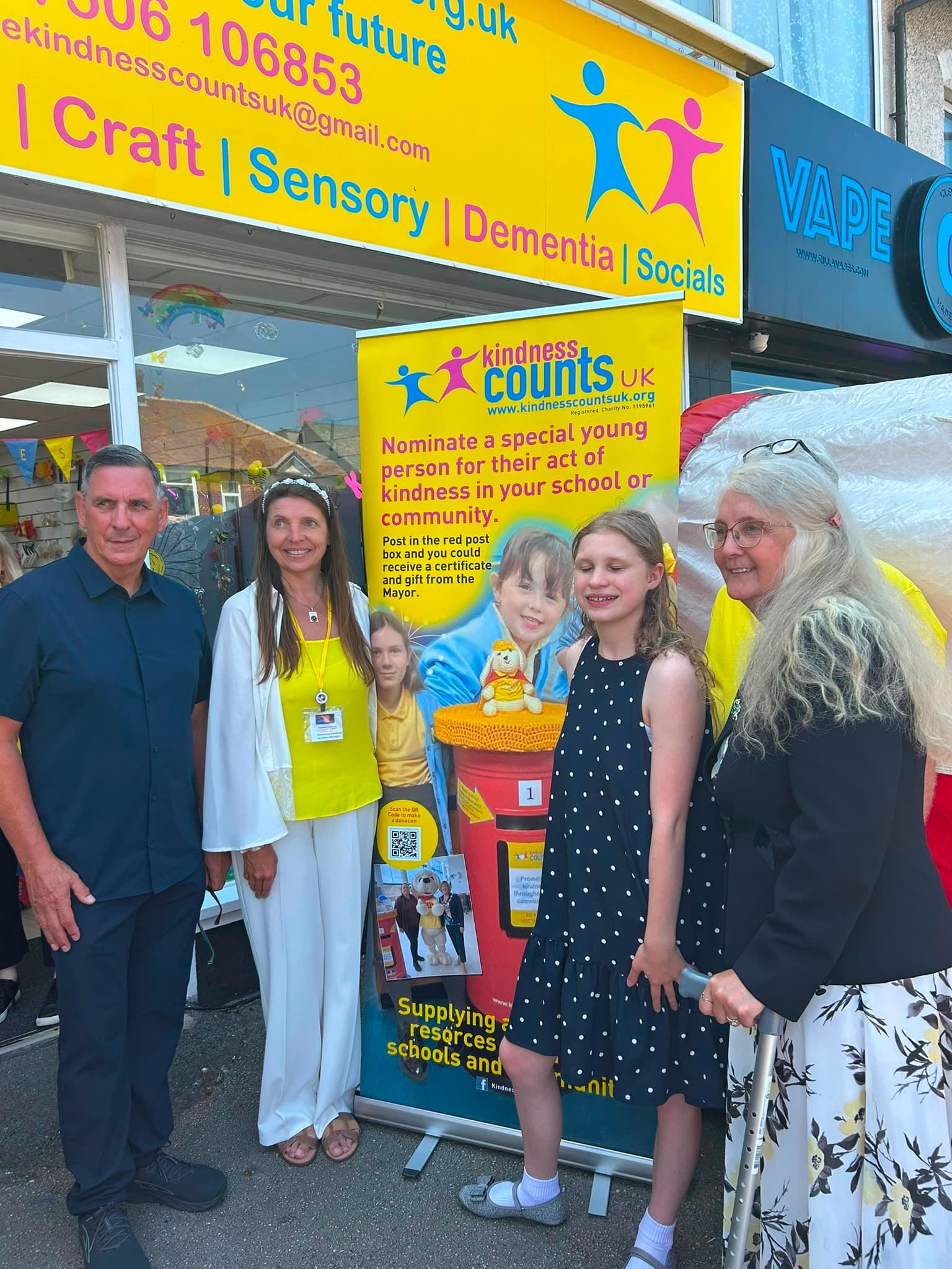 The hub shopfront on Victoria Road West, its sign listing soft play, craft, sensory and dementia sessions.